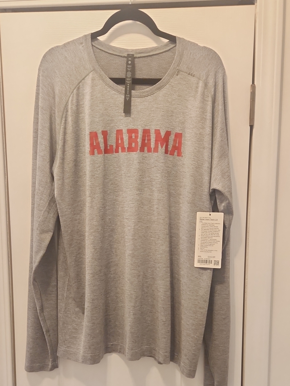lululemon athletica Gray Long-Sleeve Crew with Red Alabama Logo Men's